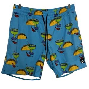 Volcom margaritas and tacos Chile swim trunks size Medium men’s blue novelty